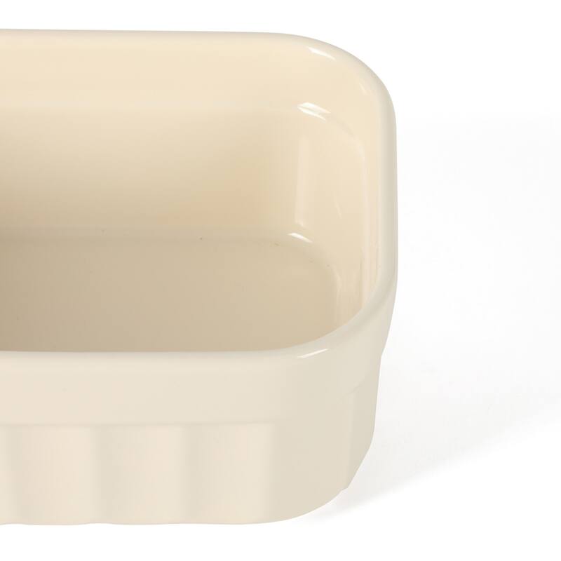 Martha Stewart Broadbrook 6 Piece Stoneware Meal Prep Container Set with Lids, Cream, Oven, Microwave & Dishwasher Safe