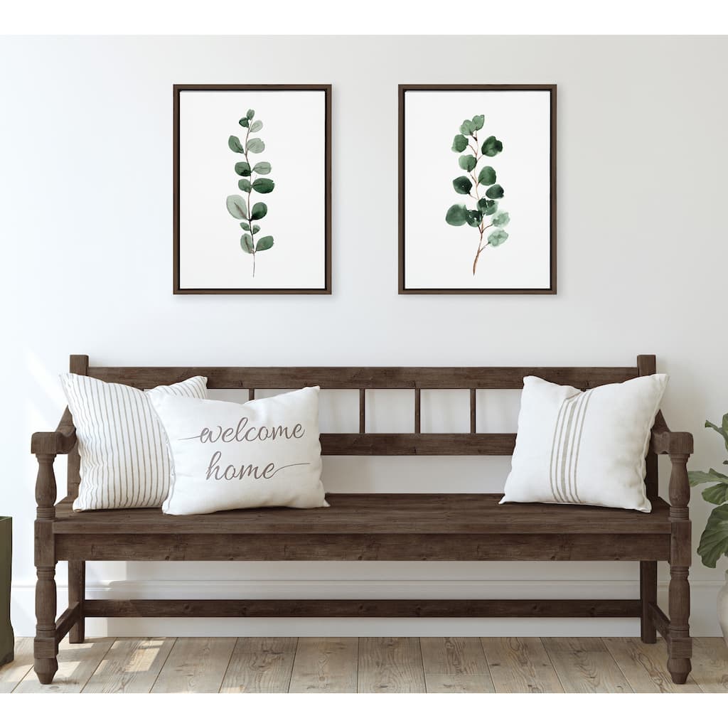 Kate and Laurel Sylvie Eucalyptus Framed Canvas Set by Maja Mitrovic