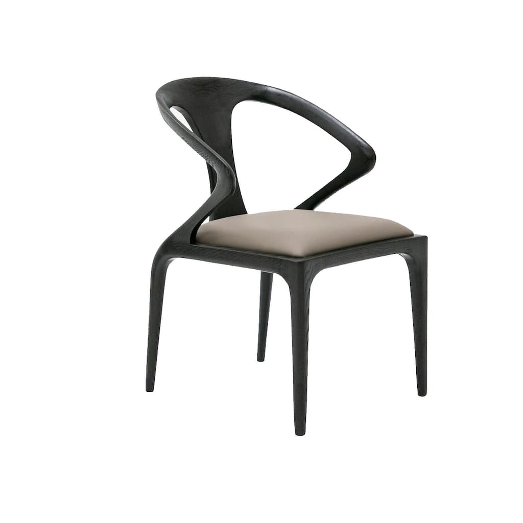 Cid Syla Dining Chair, Black Ash Wood Frame, Faux Leather Seat