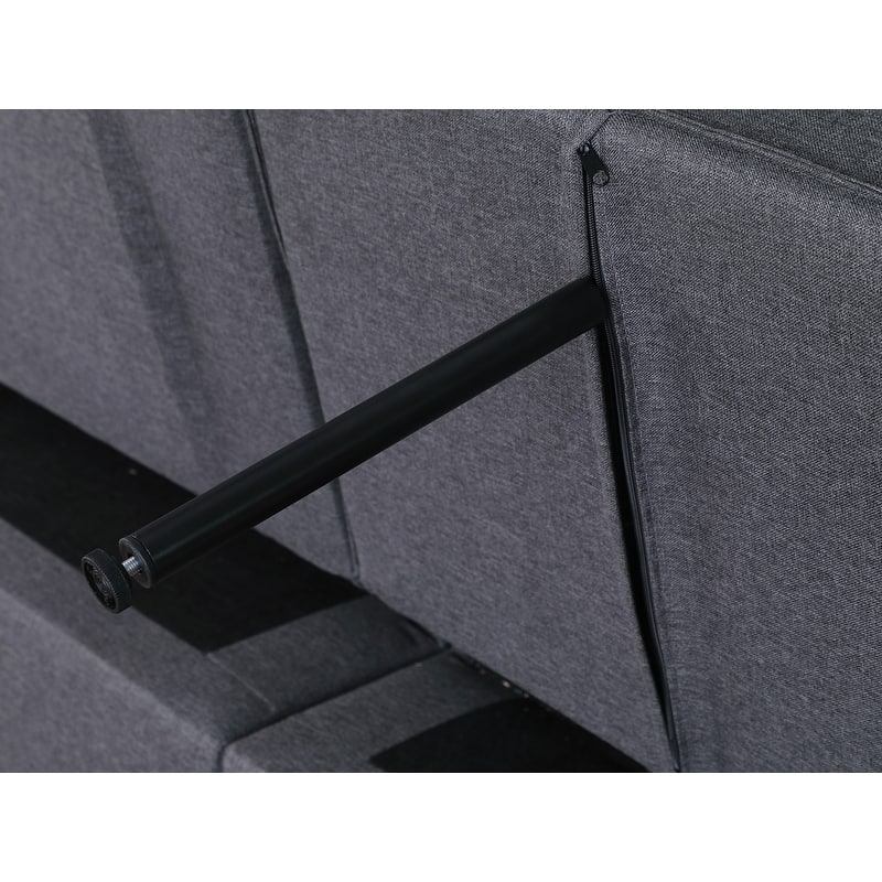 56" Dark Gray Linen Convertible Sleeper Loveseat With Side Pocket