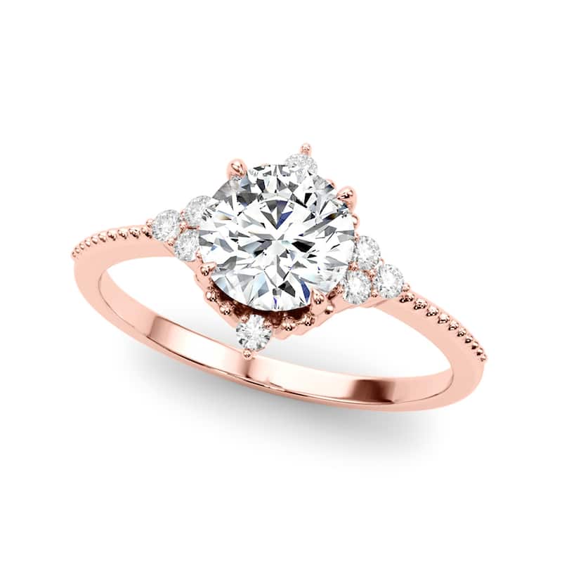 Auriya 14k Rose Gold Lab Grown Round Diamond Halo Engagement Ring 0.50 to 5.00 ct. tw. (F-G VS) - 0.75 ct. center - 7.5