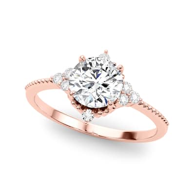 Auriya 14k Rose Gold Lab Grown Round Diamond Halo Engagement Ring 0.50 to 5.00 ct. tw. (F-G VS)