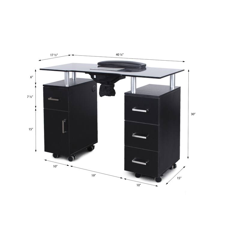 Manicure Table GLASGLOW WHITE Salon Nail Table Salon Furniture - N/A
