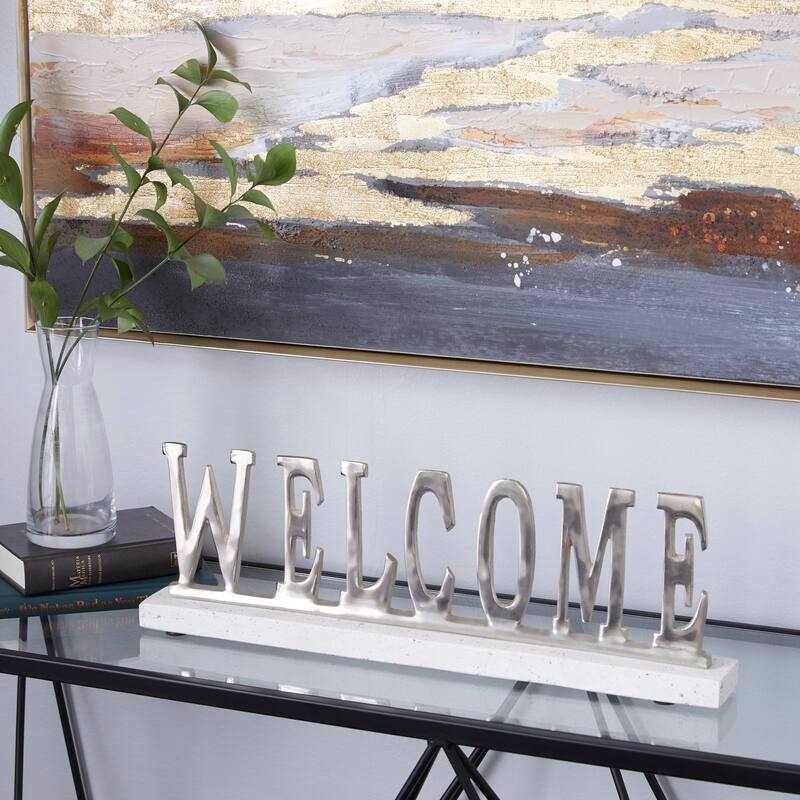 Silver Terrazzo Modern Decorative Sign 7 x 21 x 2 - 21 x 2 x 7