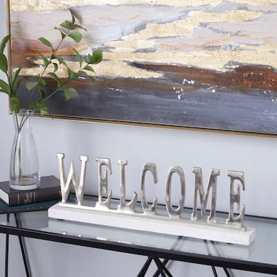 Silver Terrazzo Modern Decorative Sign 7 x 21 x 2 - 21 x 2 x 7