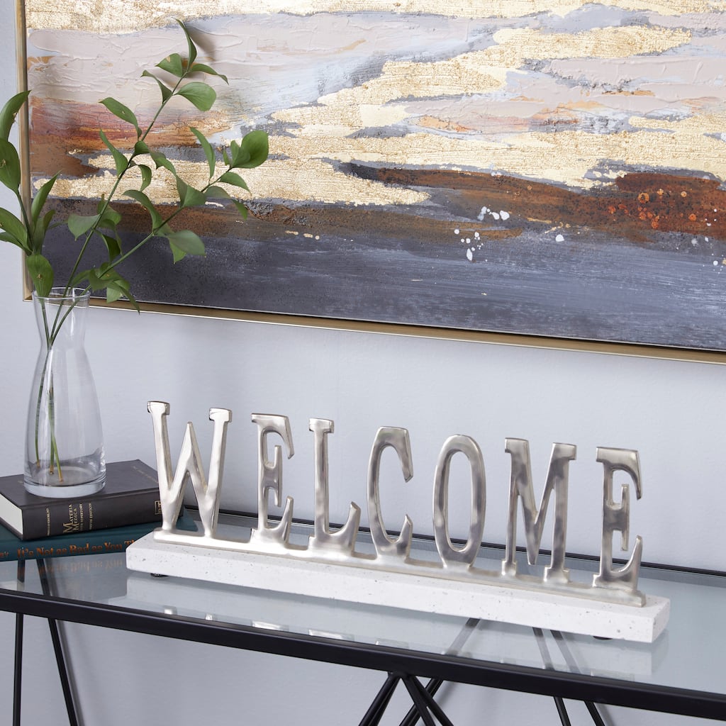 Silver Terrazzo Modern Decorative Sign 7 x 21 x 2 - 21 x 2 x 7