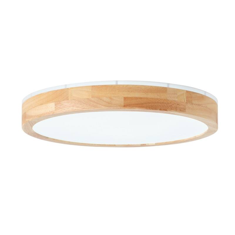 Modern Wood Grain Flush Mount Ceiling Light Milky White LED Fixture for Living Room Bedroom - 2.36/15.53