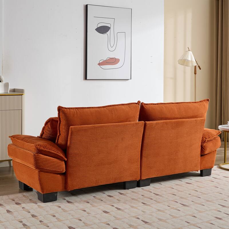 Corduroy Couch Loveseat Sofa with Pillows,Comfy Upholstered Deep Seat Sofa for Bedroom,Living Room,Office
