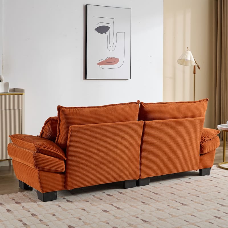 Corduroy Upholstered Loveseat Sofa, 2 Seater Sofa with Pillows, Deep Seat Sectional Sofa with Removable Cushions