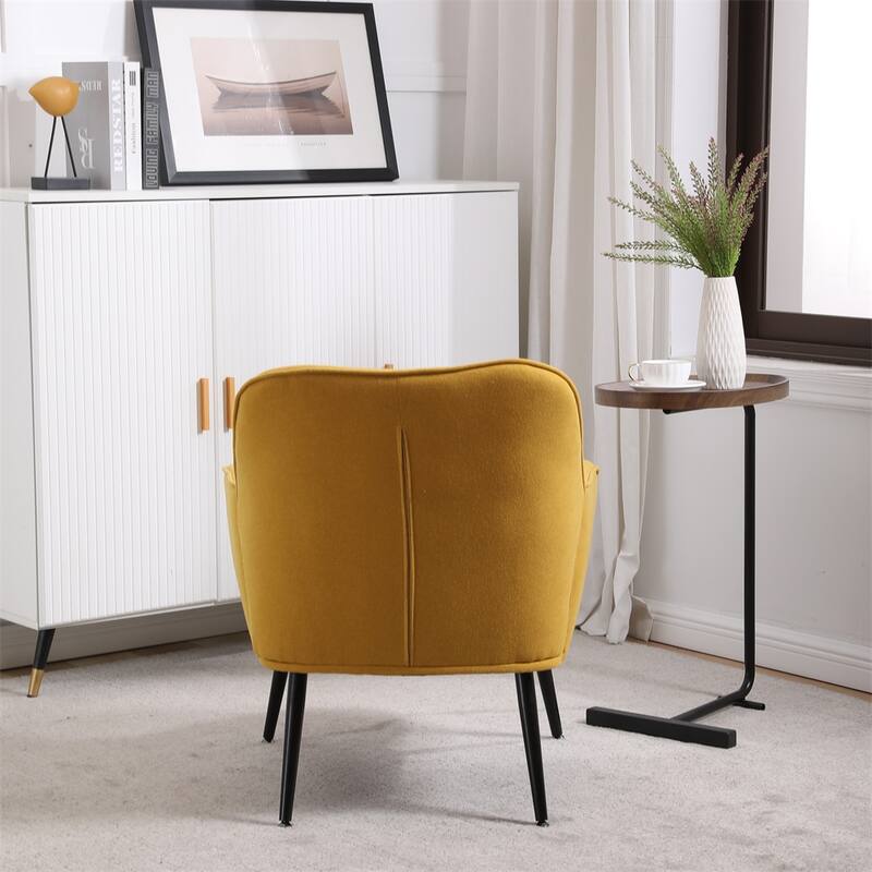 Modern Mid Century Chair Linen Sherpa Armchair