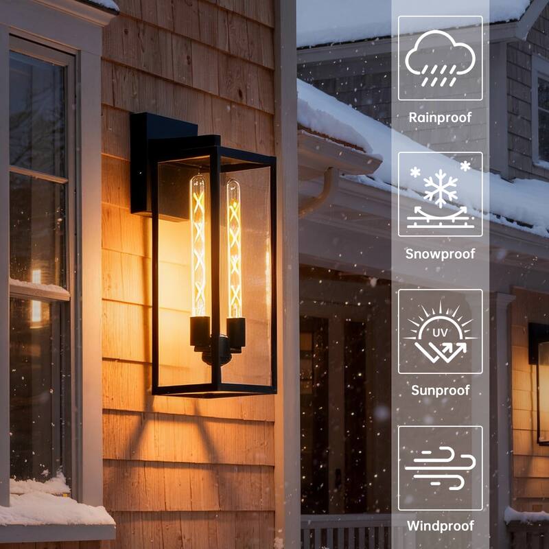 Large Medium Iron Rectangular Outdoor Wall Light