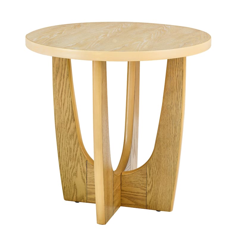 25" Round End Table, Wooden Side Table, Night Stand for Living Room ,Reception Room