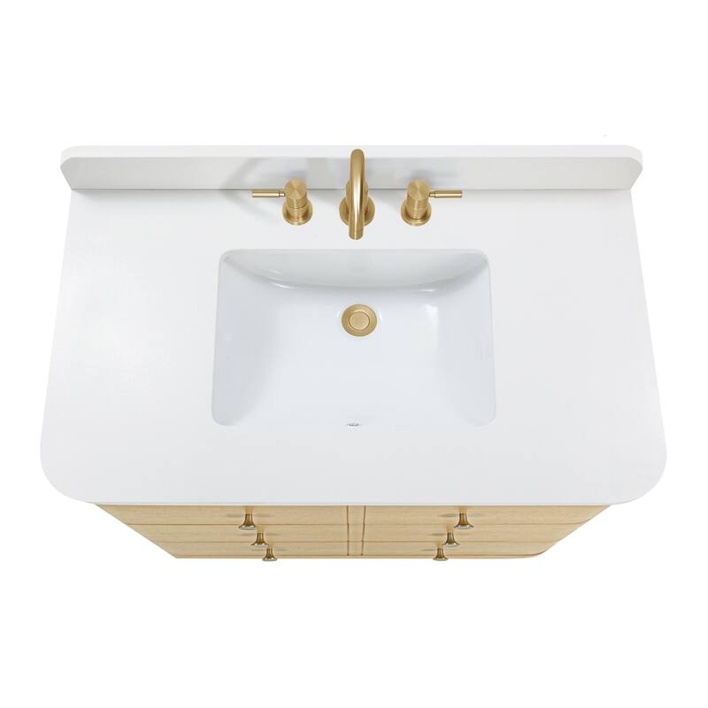 Serena Bathroom Vanity in Light Oak with White Engineered Stone Top