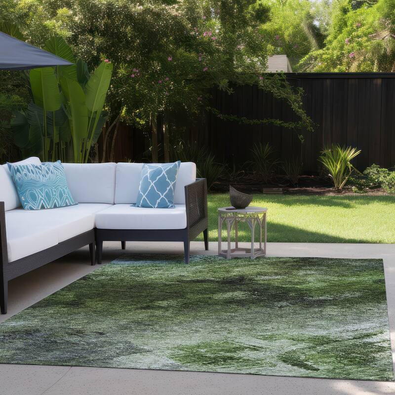 Machine Washable Indoor/ Outdoor Chantille Abstract Watercolor Rug