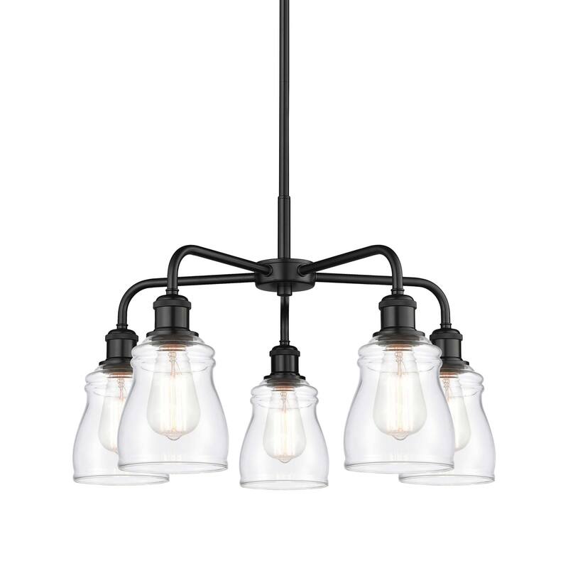 Innovations Lighting 516-5CR-15-23 Ellery Chandelier Ellery 5 Light - Matte Black / Clear