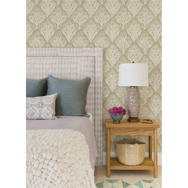 Chesapeake Mimir Mustard Quilted Damask Wallpaper