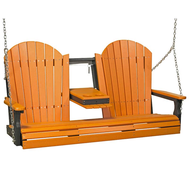 Poly Lumber Adirondack Swing - 5' - Tangerine & Black