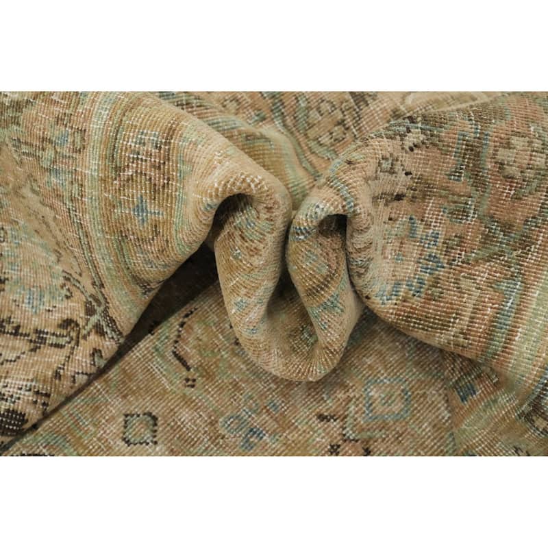Hand Knotted Oriental 100% Wool Carpet Traditional All-Over Yellow & Gold Mahal Area Rug - 12' 11'' X 9' 5''