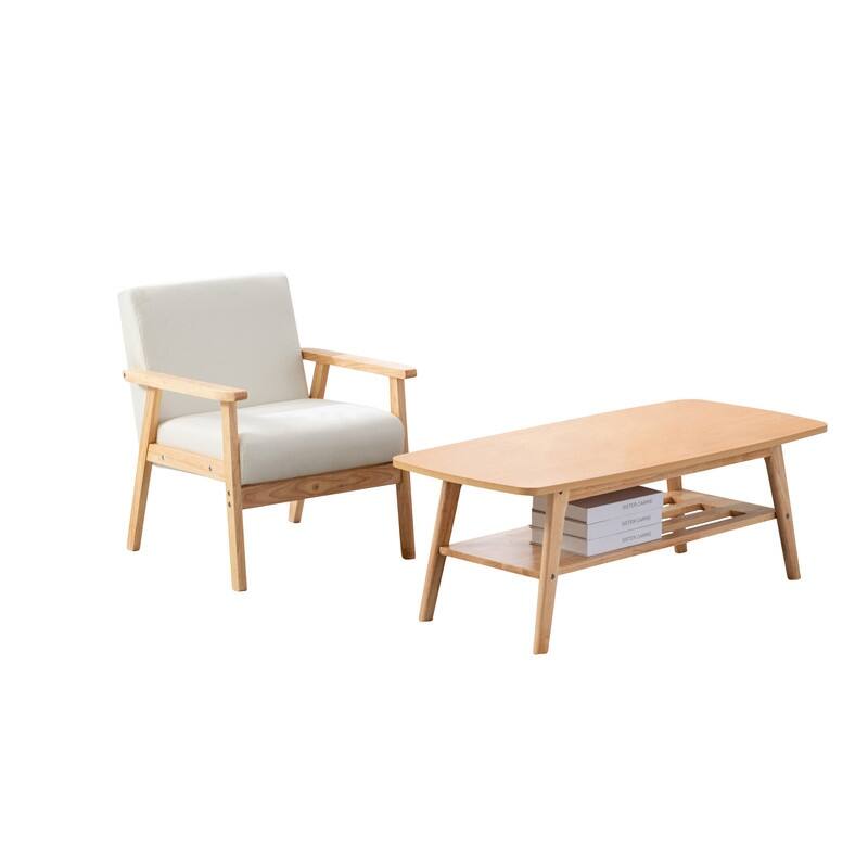 Bahamas Coffee Table and Chair Set - Beige/Natural