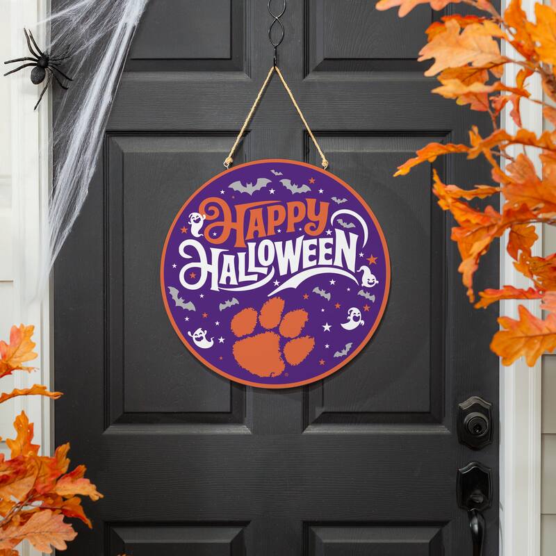 Clemson University 18" x 18" Halloween Door Décor Wall Sign