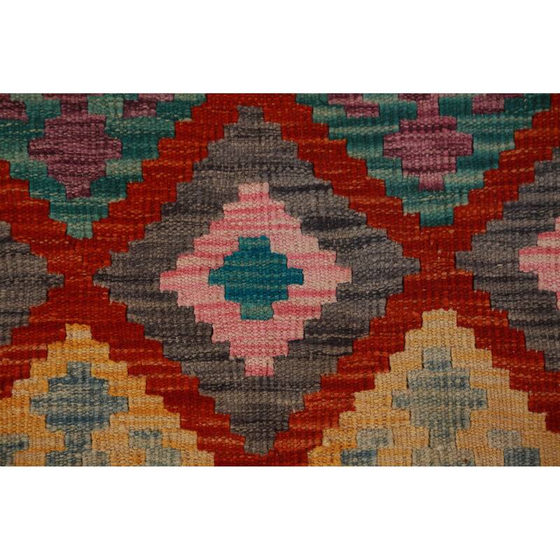Trellis Kilim Oriental Large Rug Hand-Woven Wool Carpet - 10'3"x 16'2"