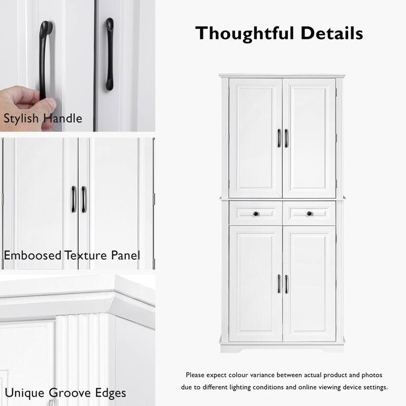 Roomfitters 71" Tall Kitchen Pantry Cabinet with 3 Pull-Out Organizers & 6 Door Shelves