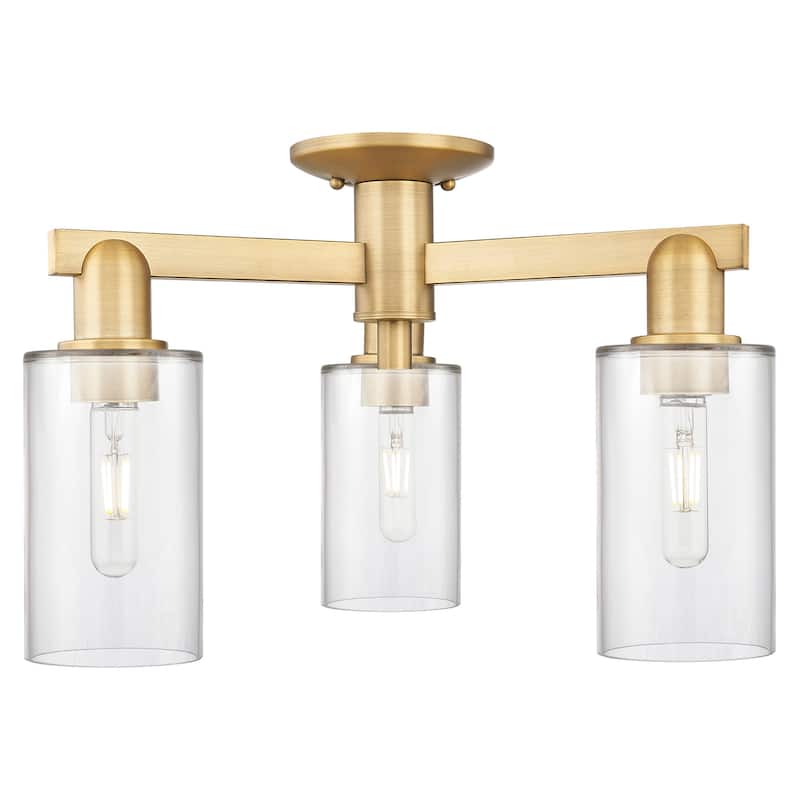 Innovations Lighting 716-3F-11-22 Clymer Semi-Flush Clymer 3 Light 22" - Brushed Brass / Clear