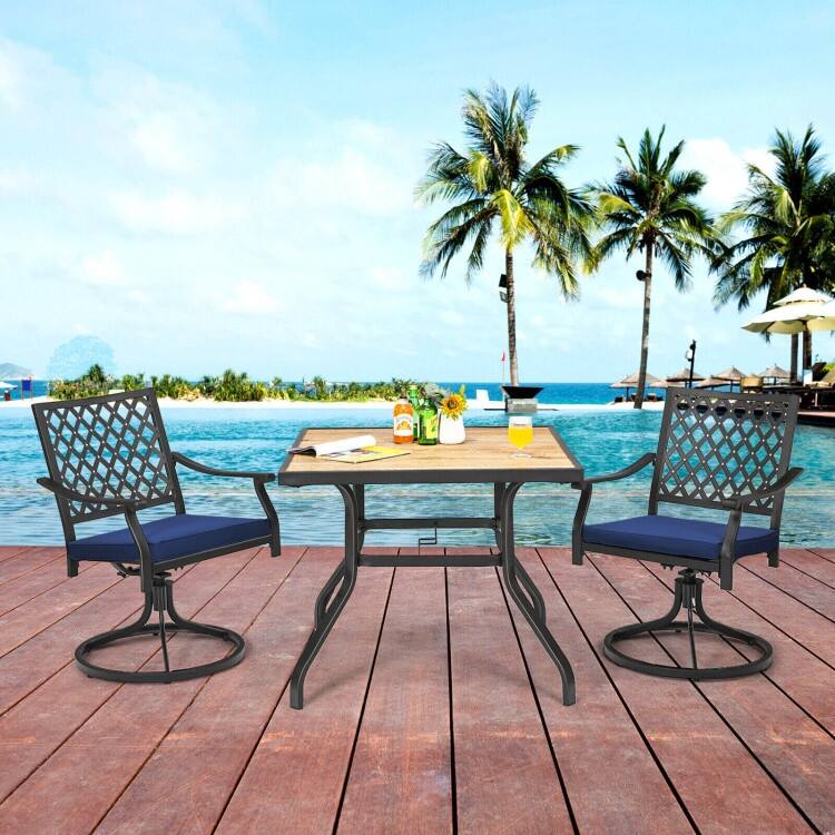 2 Pieces Patio 360° Swivel Dining Chairs with Rocker and Cushioned Armrest - 23" x 23" x 35" (L x W x H)