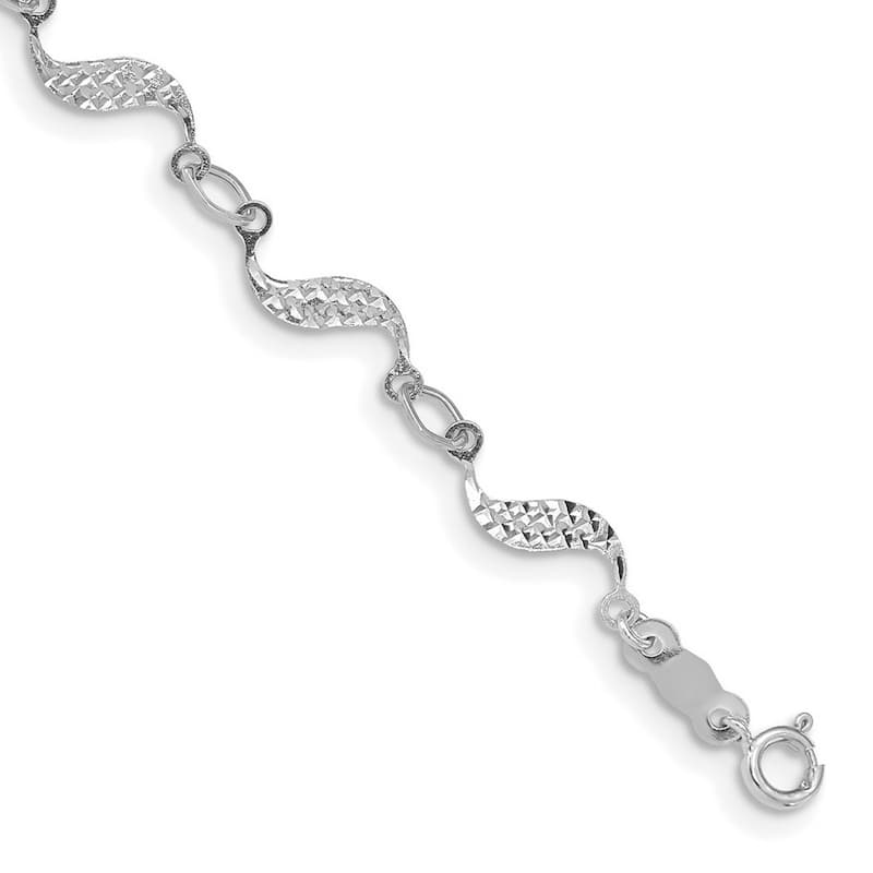 Curata 14k White Gold 7.5" 5mm Diamond Cut Wave Bracelet