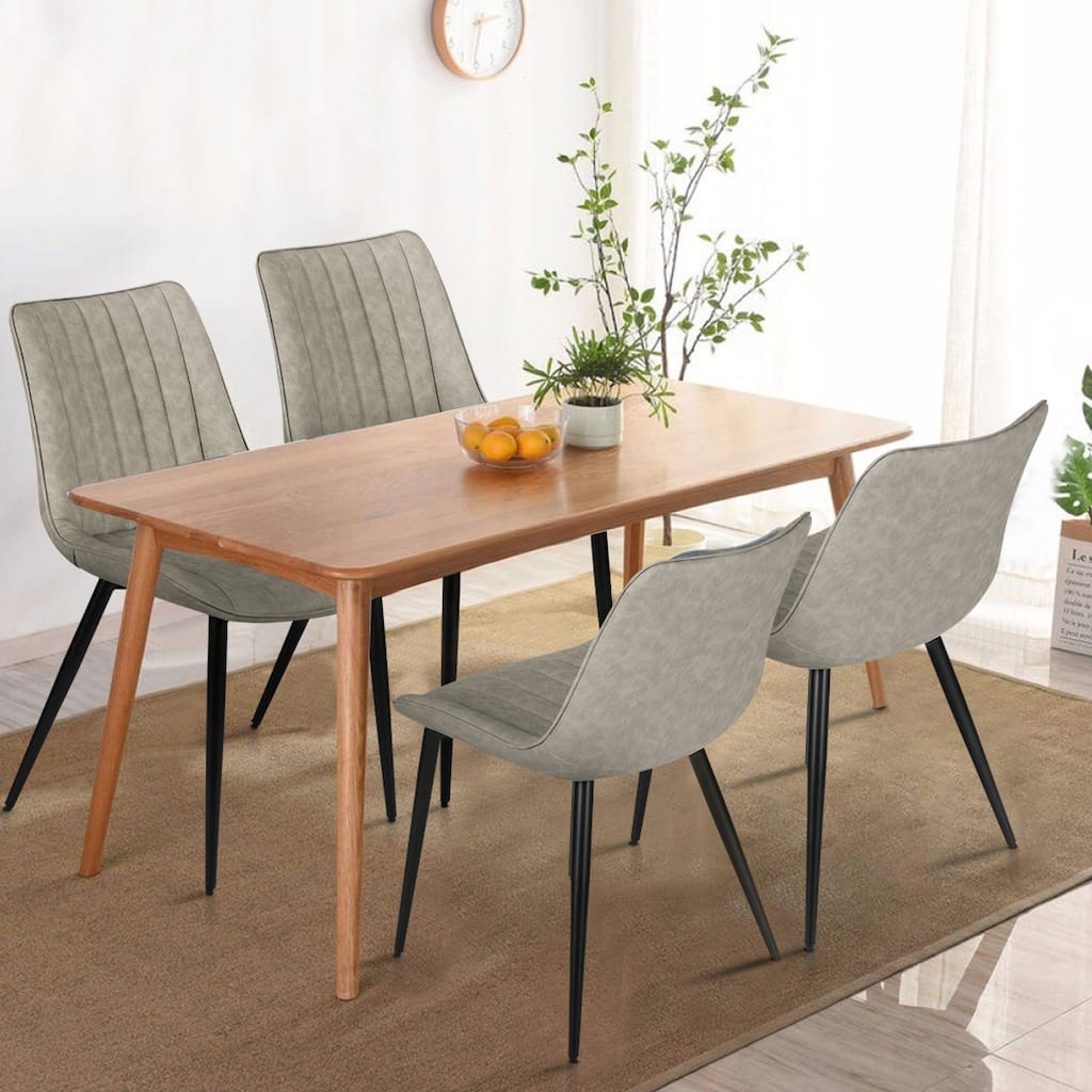AVAWING Mid-Century Modern Dining Chairs Set of 4 Leather Upholstered Leisure