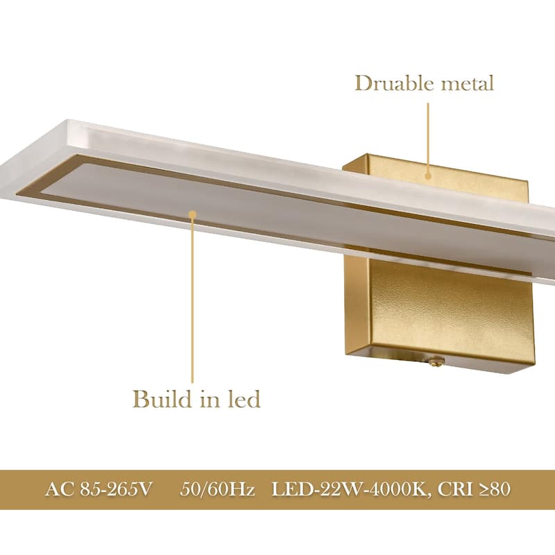 Portobello Modern LED Brass Wall Sconce , Vanity Lights, 4000k