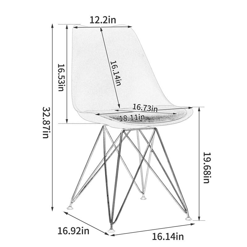 Modern Dining Chairs with Plastic Seat and Metal Legs (Set of 4)