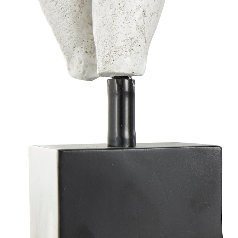 Cream Polystone People Decorative Sculpture with Black Square Base