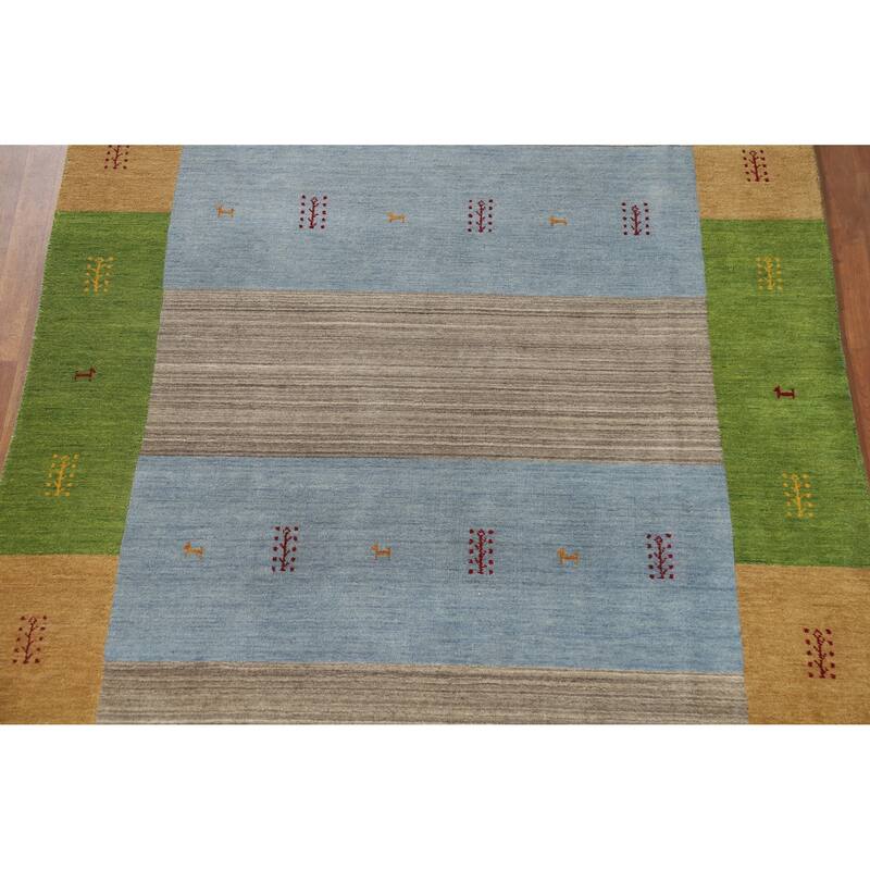 Hand Knotted Oriental 100% Wool Carpet Tribal Animal Pictorial Multi-Colored Gabbeh Area Rug - 9' 10'' X 6' 5''