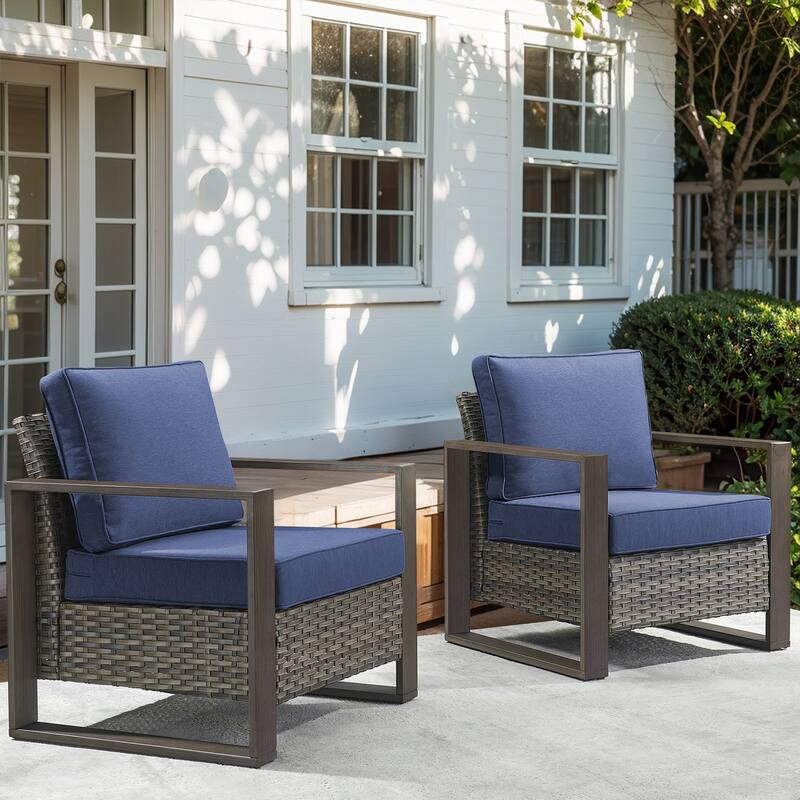Gymojoy Outdoor Club Chair with Soft Cushion - Grey - Blue