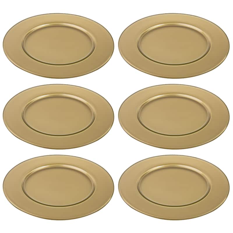 Majestic gifts Inc. Glass Charger-Plates - Gold-12.5" Diameter - Set/6 - 12.5"