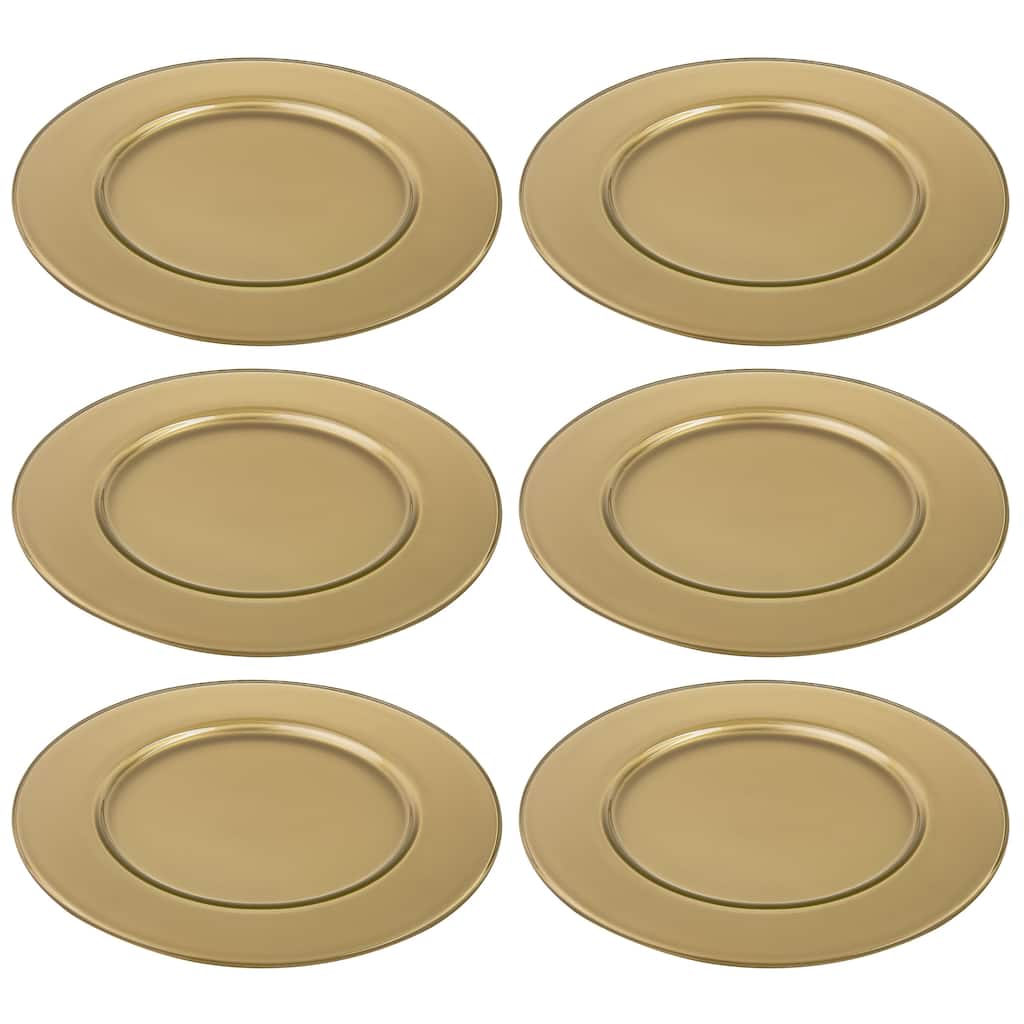 Majestic gifts Inc. Glass Charger-Plates - Gold-12.5" Diameter - Set/6 - 12.5"