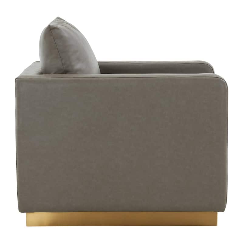 LeisureMod Nervo Modern Leather Accent Arm Chair With Gold Base - 32.75