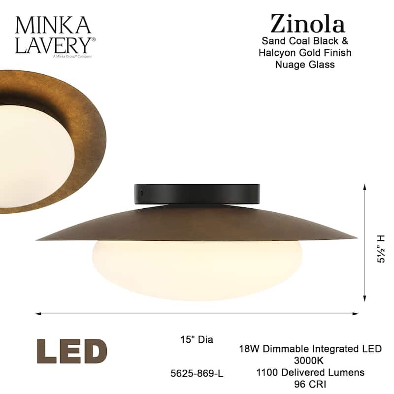 Minka Lavery 5625-L Zinola 15" Wide LED Semi-Flush Mount Ceiling