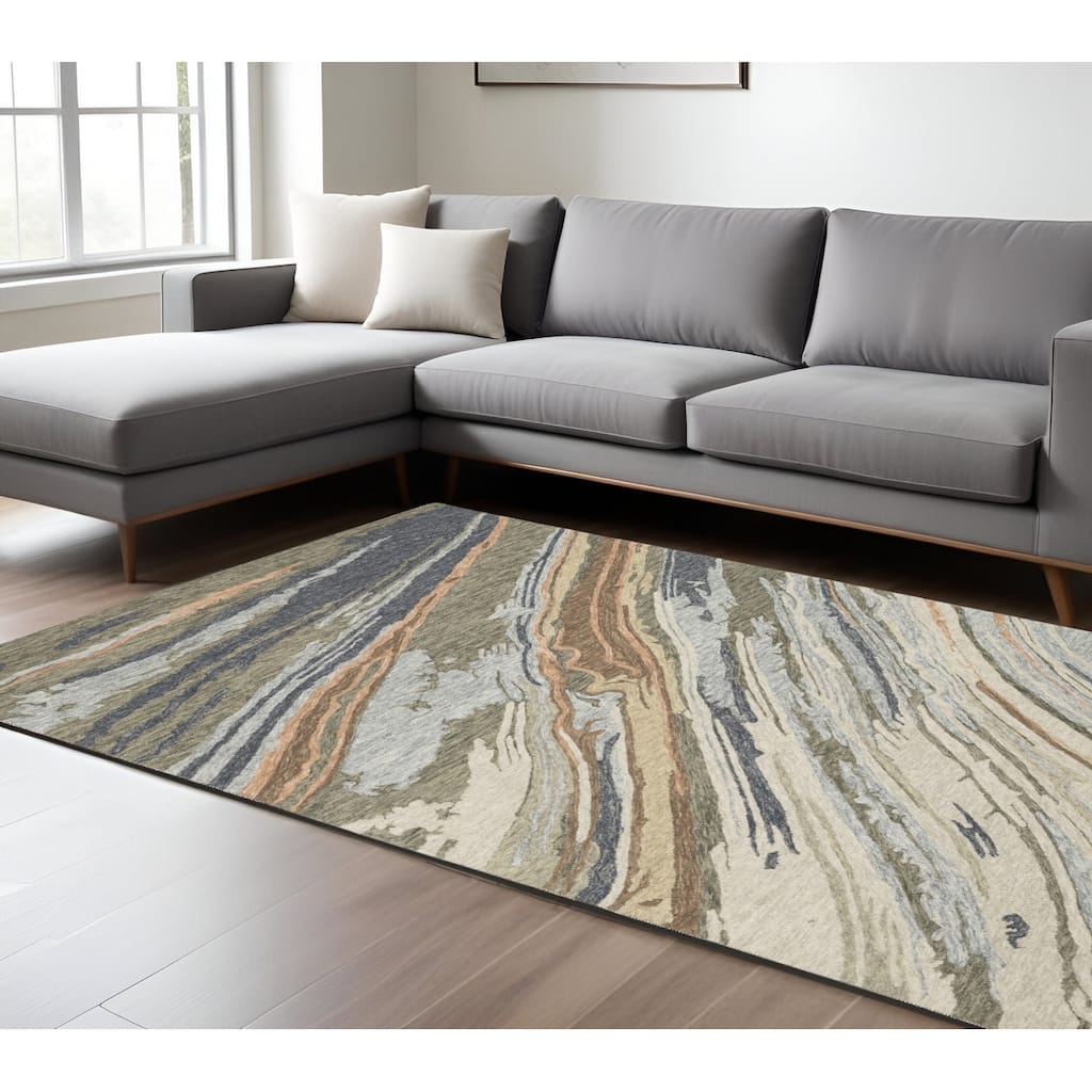 HomeRoots Abstract Modern Rectangle Area Rug - 119.69 in. x 95.67 in. x 0.39 in.