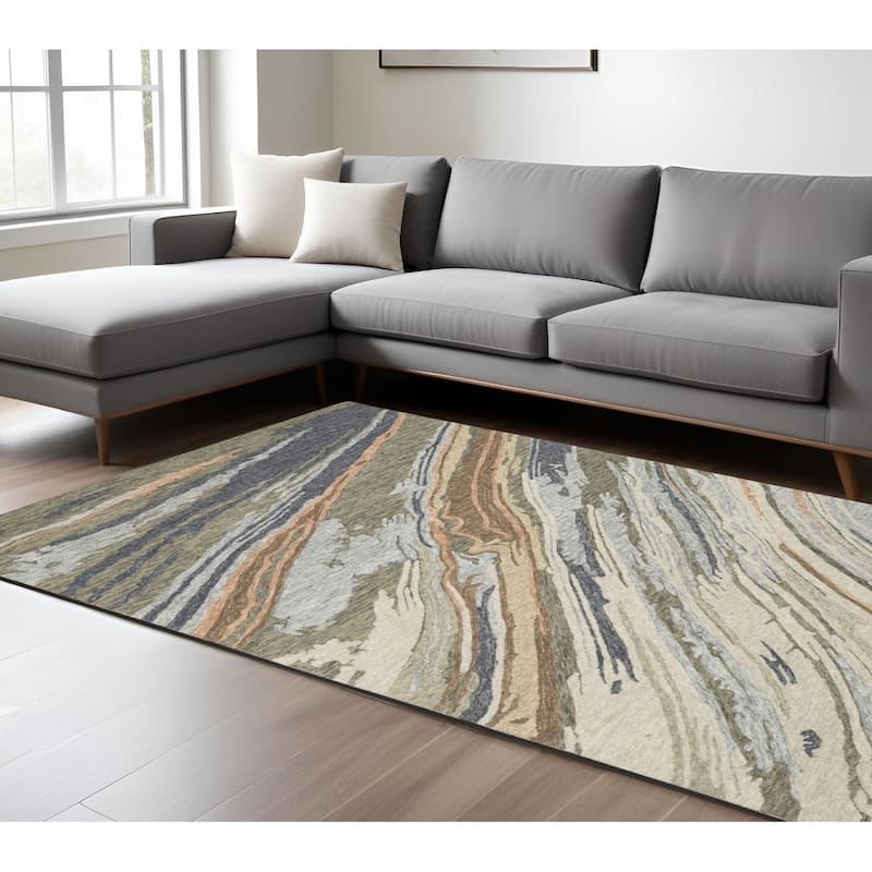 HomeRoots Abstract Modern Rectangle Area Rug - 119.69 in. x 95.67 in. x 0.39 in. - 119.69 in. x 95.67 in.  x 0.39 in.