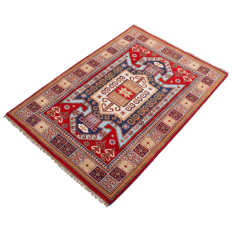 ECARPETGALLERY Hand-knotted Royal Kazak Red Wool Rug - 5'9 x 7'1