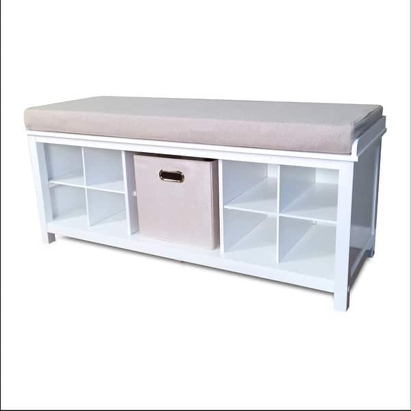 John Louis Home Solid Wood Shoe Storage Bench White - On Sale