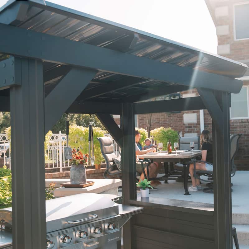 Backyard Discovery Rockport 8x6' Galvanized Steel BBQ Grill Gazebo
