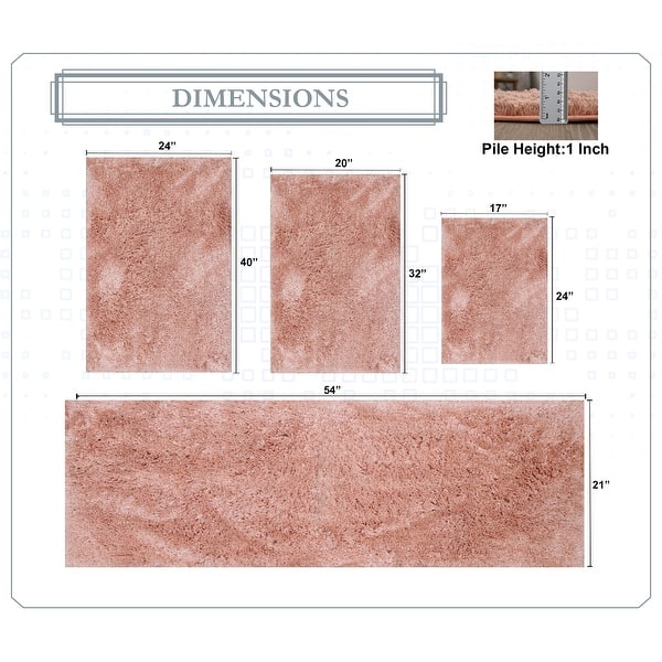 dimension image slide 23 of 28, Luxury Plush Bathroom Rug Set - Quick-Dry, Soft Microfiber, Non-Slip, Absorbent & Washable Bath Mats