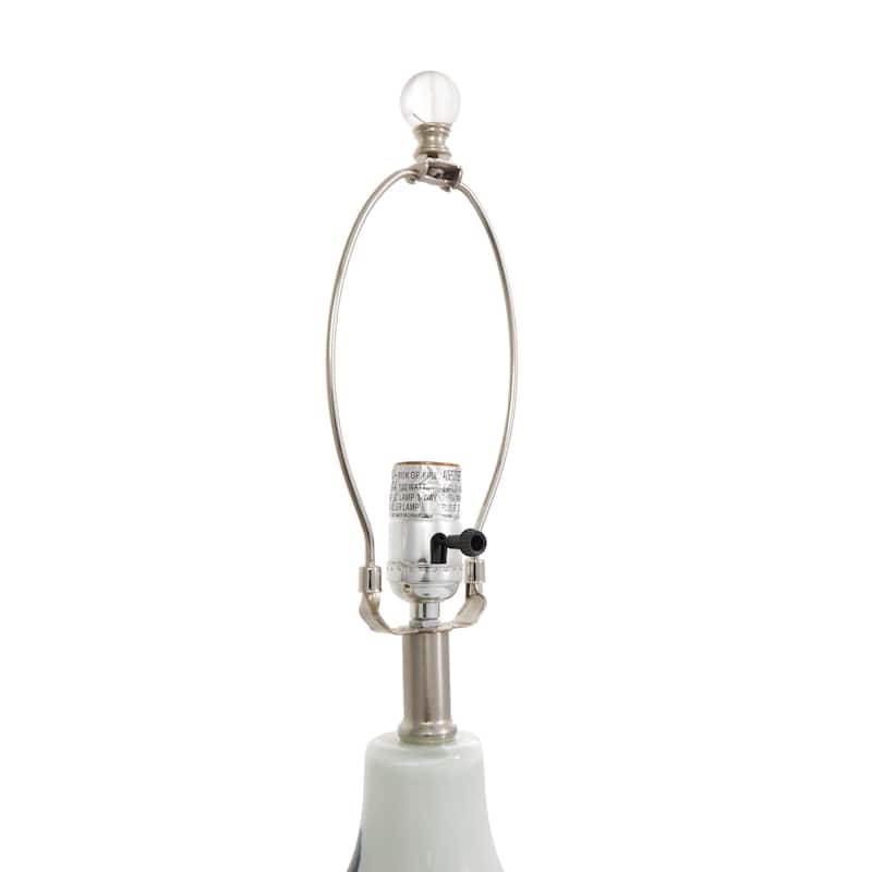 White Glass Abstract Accent Lamp with Blue Drip Splatter Design