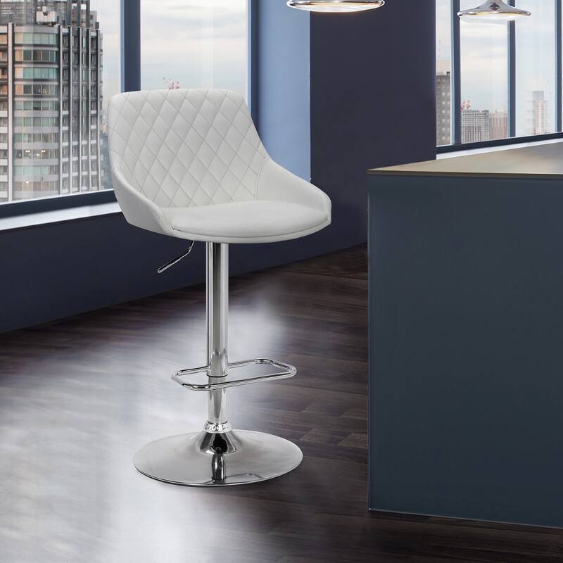 Anibal Modern Swivel Adjustable Barstool, Upholstered Counter Height Chair with Metal Frame
