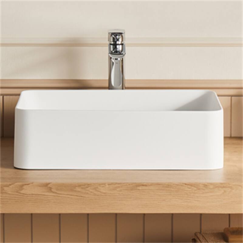 Stone Resin Vessel Bathroom Sink Basin with Pop-Up Drain