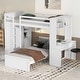 preview thumbnail 3 of 17, Multifunctional Design Loft Bed with Ladder, Wardrobe, Desk and Bookshelves, Full size, White