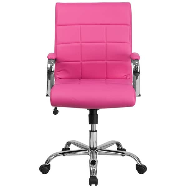Shop Aberdeen Mid Back Pink Vinyl Executive Swivel Chair W Chrome